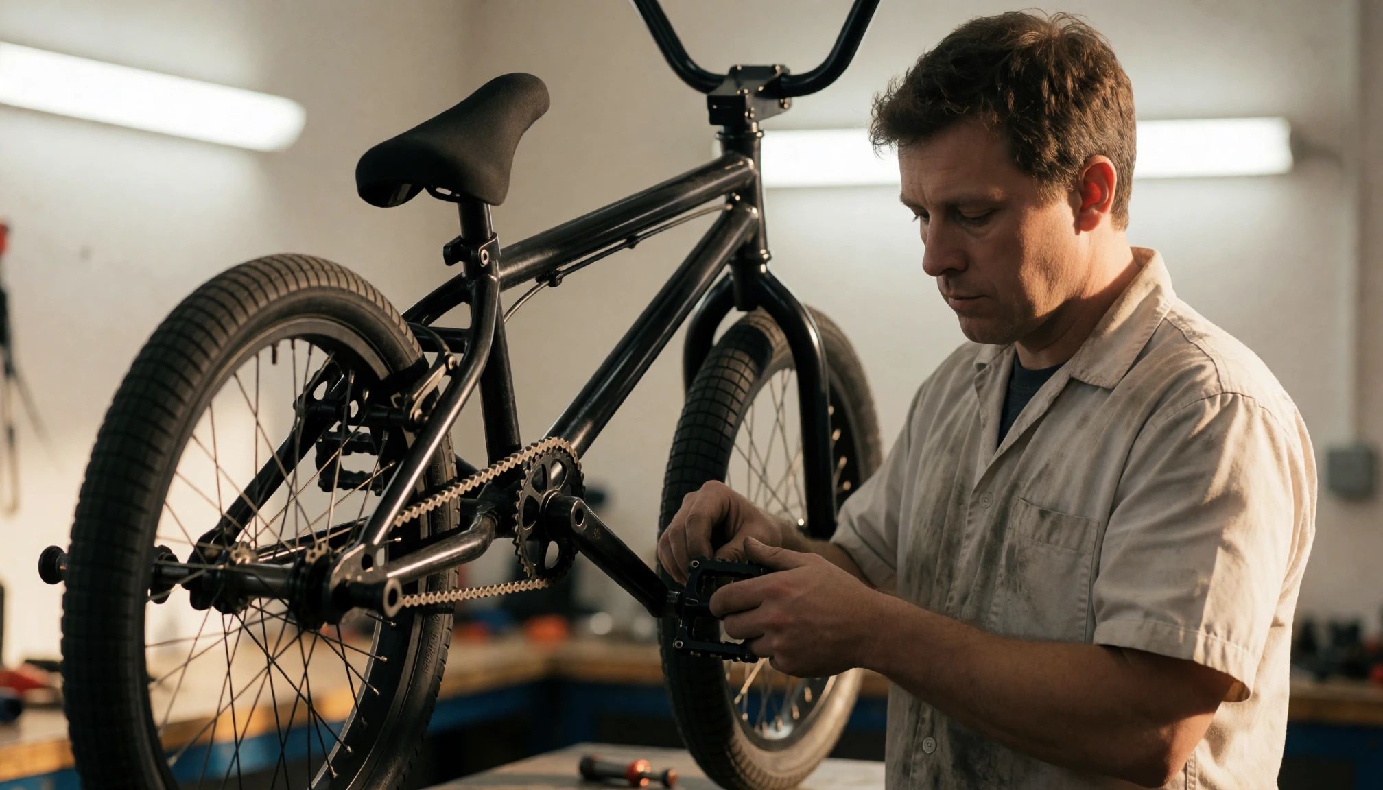 Illustration contextuelle de Détailler le processus de réglage des pédales BMX pour optimiser la puissance de pédalage et la sécurité